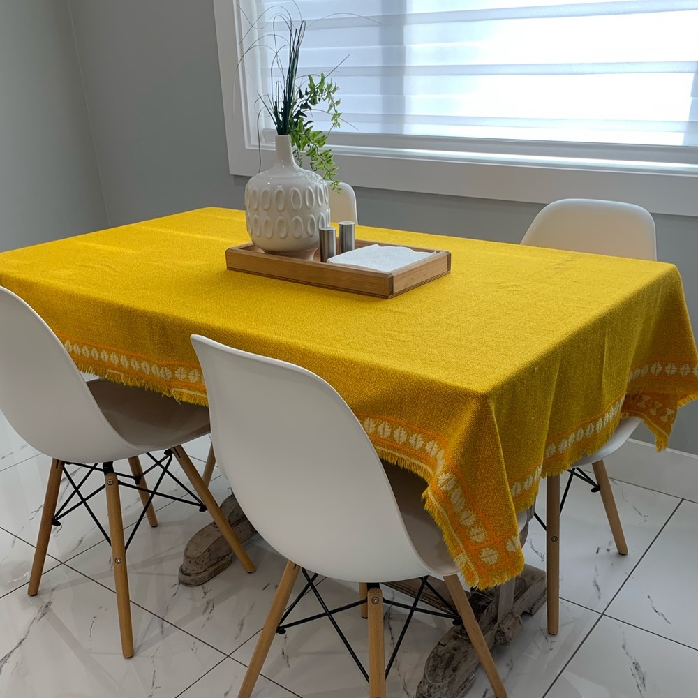 Vintage 1970's Rectangle Woven Tablecloth
In Yellow & Orange